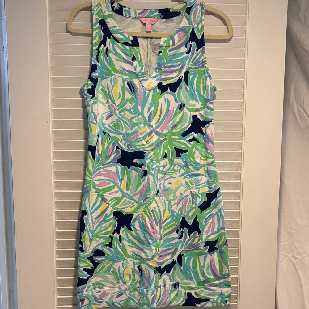 Lilly Pulitzer Small Sleeveless Coverup Tropical Print - Navy, Mint, Lavender